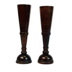 Pair of Wooden MCM Mid Century Bud Vases